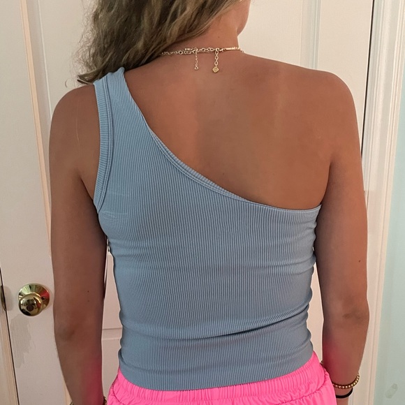 NWT light blue one shoulder top (S) - Picture 2 of 3